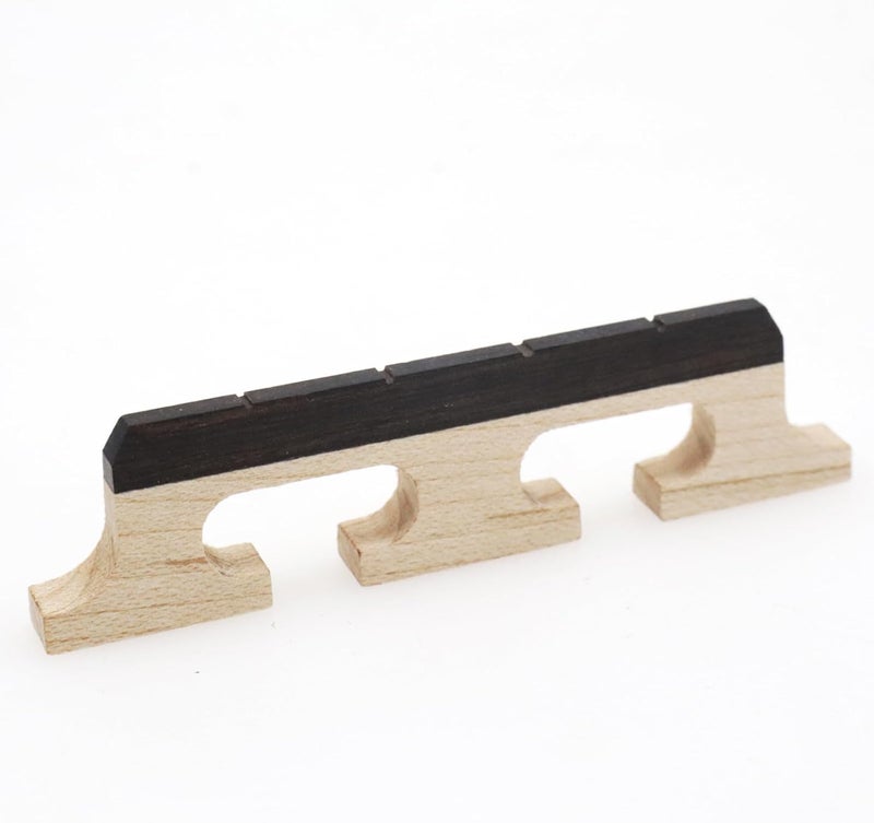 CashBeat 4-String Banjo Bridge - Premium Ebony and Maple Bridge for Banjolele, Universal Fit Banjo Parts Replacement, Enhanced Acoustic Resonance, Pack of 1 - Image 1